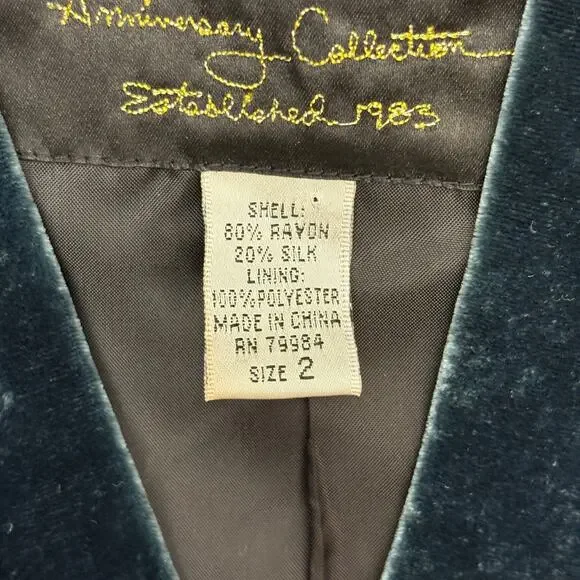 Chicos Green Silk & Velvet Painted Butterfly Kimono Blazer Jacket Size 2 (L/12) - Picture 7 of 12